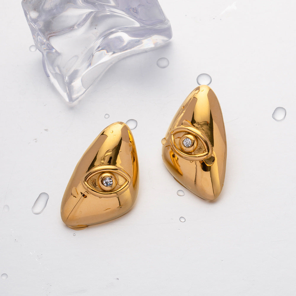Stainless Steel Fashion Eye Shaped Triangle Earrings