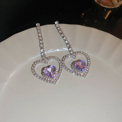 Luxury Full Stones Halo Heart & Star Shape Drop Earrings