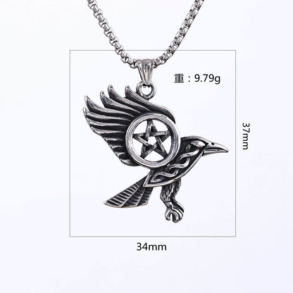 Eagle Wings Five-pointed Star Stainless Steel Necklace