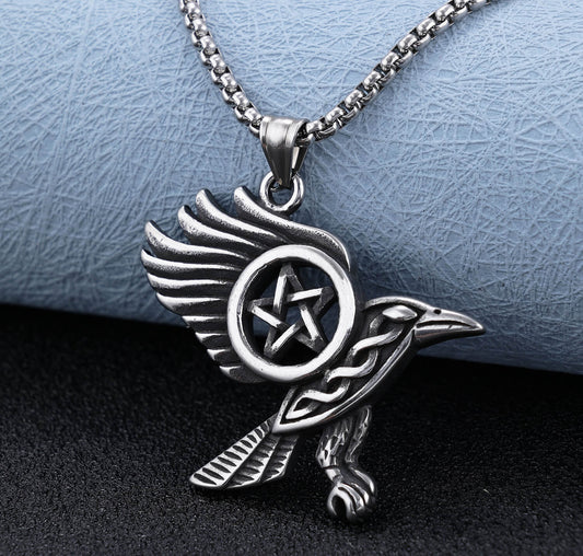 Eagle Wings Five-pointed Star Stainless Steel Necklace