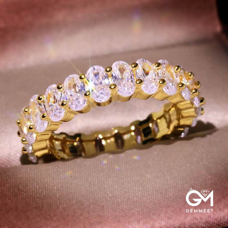 Gold Plated Rings Oval Cubic Zirconia Love Ring