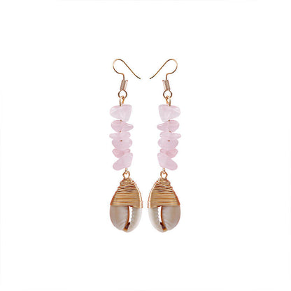 Resort Ocean Style Natural Shell Conch Earrings Haute Chic Bohemian Women's Fashion Hand-woven Earrings