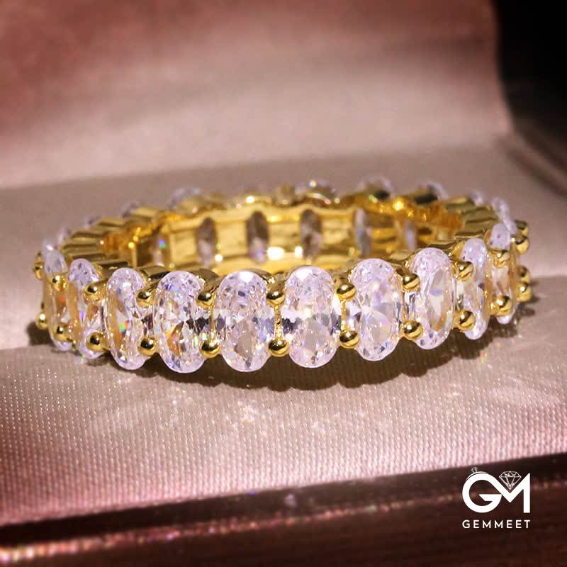 Gold Plated Rings Oval Cubic Zirconia Love Ring