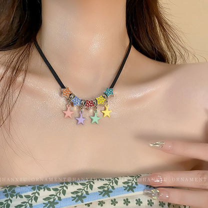 Colorful Five-pointed Star Zircon Pearl Necklace