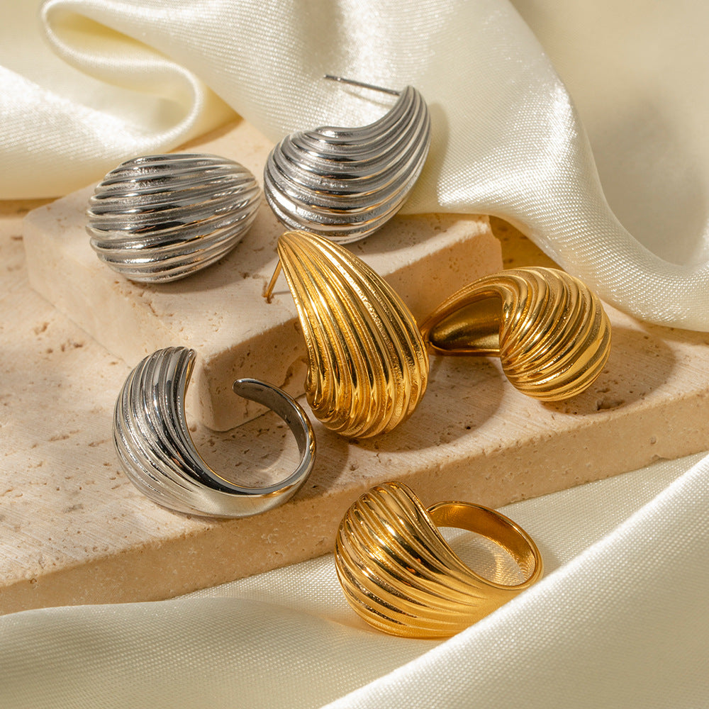 Striped Drop Titanium Steel Earrings