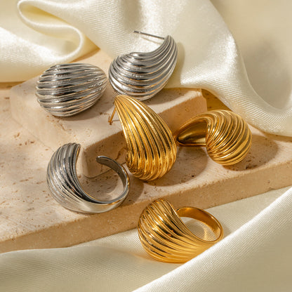 Striped Drop Titanium Steel Earrings