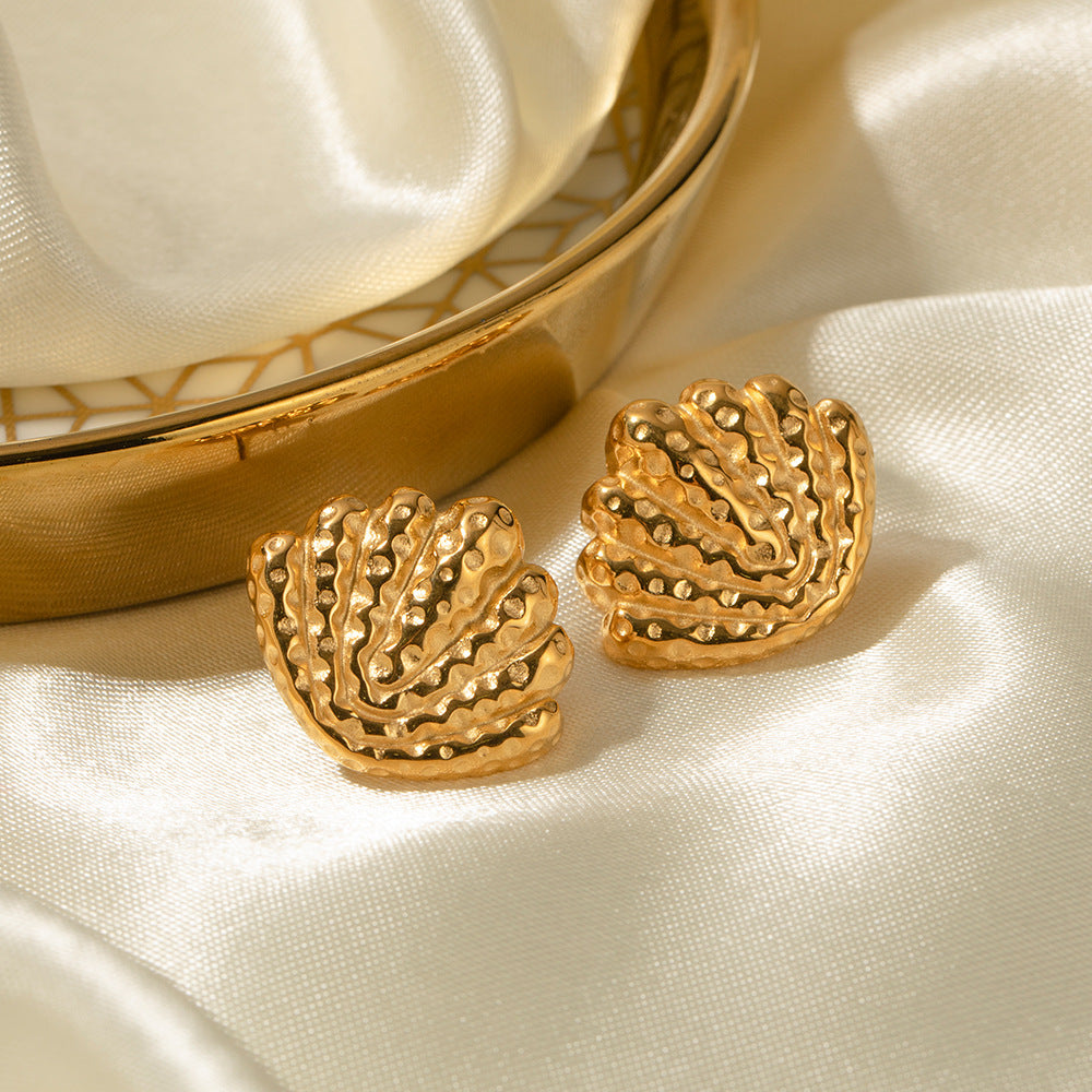 Titanium Steel Hammer Shell Temperament Earrings