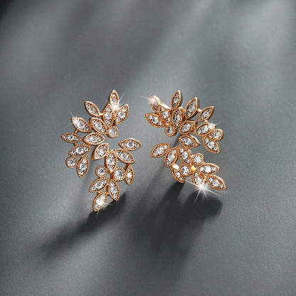 Micro-encrusted Zirconium Petals Marquise Earrings