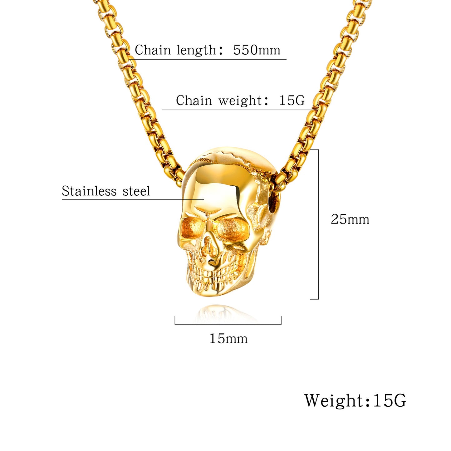 Halloween Hiphop Head Skull Pedant Titanium Steel Necklace