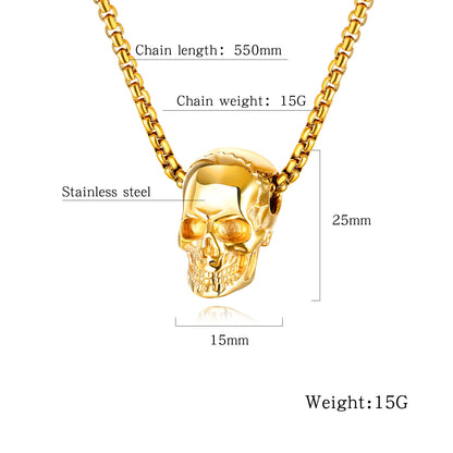 Halloween Hiphop Head Skull Pedant Titanium Steel Necklace