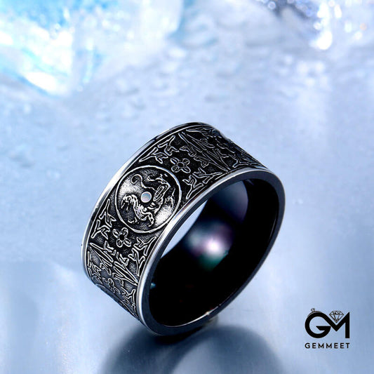 Four Gods Beast Titanium Steel Ring