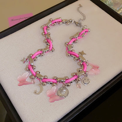 Colorful Zircon Love Butterfly Pearl Necklace