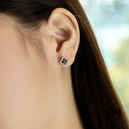 S925 Silver Zircon Four-leaf Clover Flower Delicate Earrings