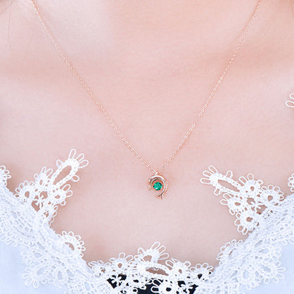 Rose Gold Dolphin Shape Beating Emerald Chain