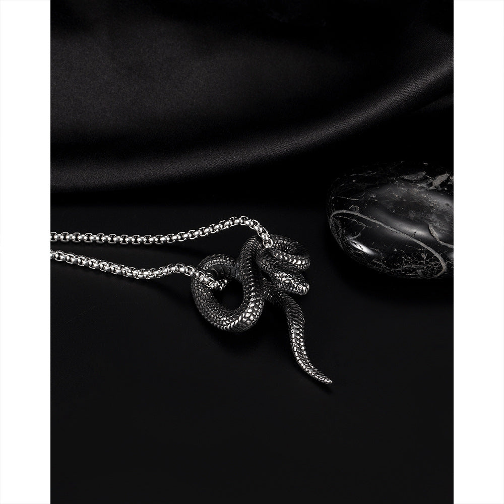 Titanium Steel Snake Pendant Chain Necklace
