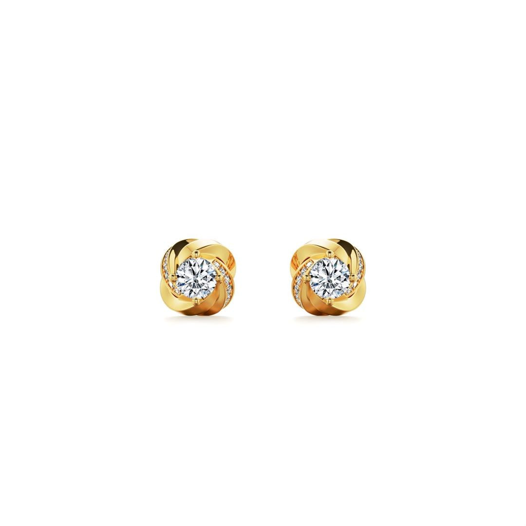 Gold Moissanite Rose Shape Stud Earrings
