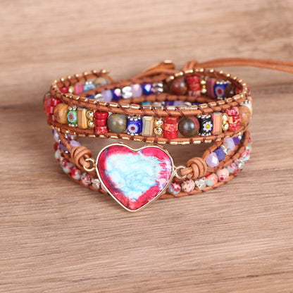 Woven Leather Love Emperor Stone Bracelet