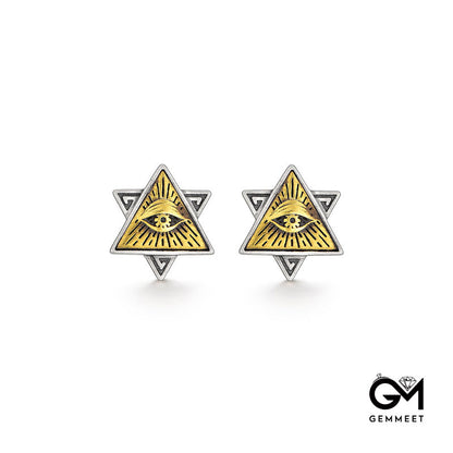 Simple Triangle Eye Of God Sterling Silver Earrings