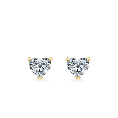 Gold Moissanite Heart Shape Stud Earrings