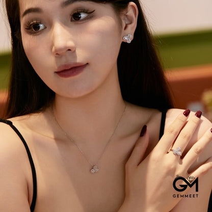 S925 Sterling Silver White Zircon Water Drop Shape Overlapping Ring