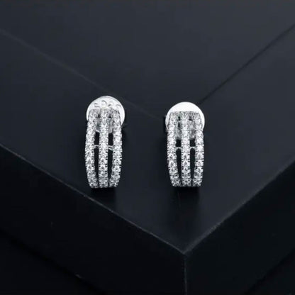 White Gold Cute Full Stones Snap Mini Stud Earrings
