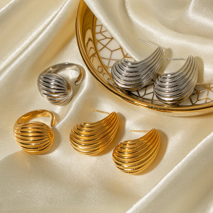 Striped Drop Titanium Steel Earrings