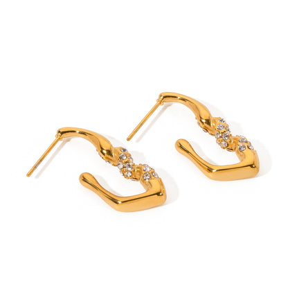 Irregular Temperament Inlaid Stone Earrings