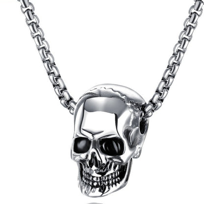 Halloween Hiphop Head Skull Pedant Titanium Steel Necklace