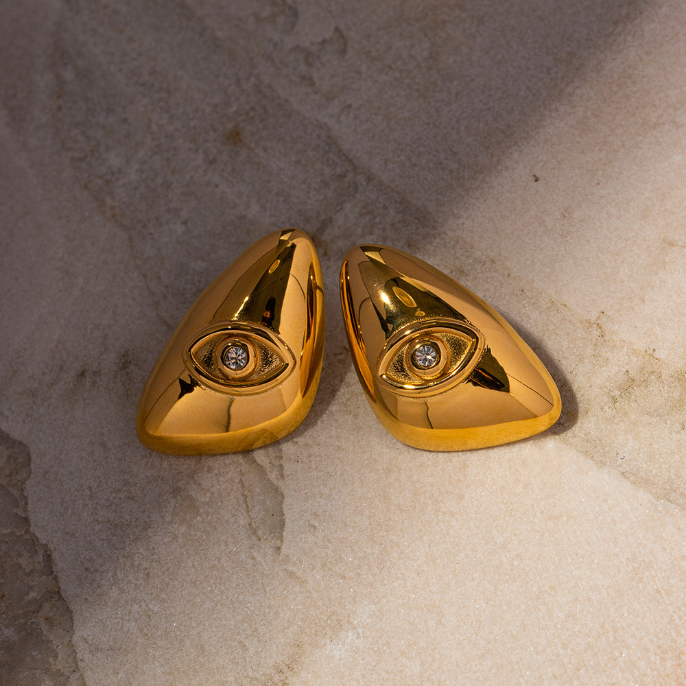 Stainless Steel Fashion Eye Shaped Triangle Earrings