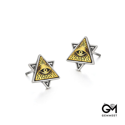 Simple Triangle Eye Of God Sterling Silver Earrings