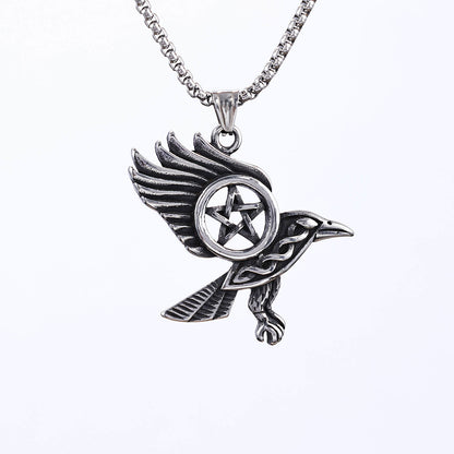 Eagle Wings Five-pointed Star Stainless Steel Necklace