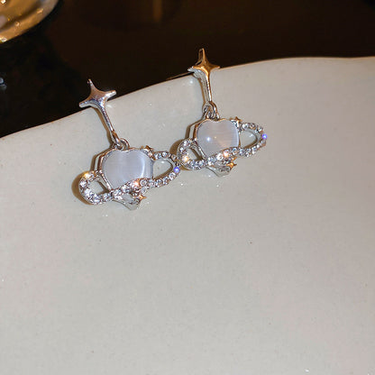 Luxury Full Stones Halo Heart & Star Shape Drop Earrings