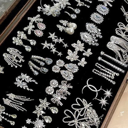 Cute Full Stones Chain Bow & Dissymmetry Tassel Earrings