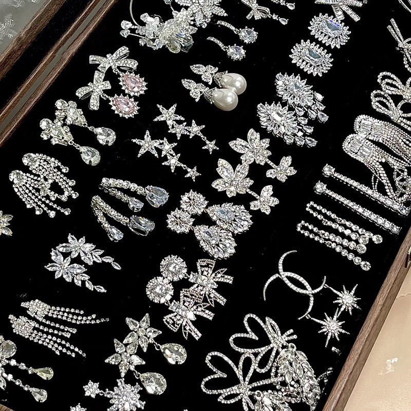 Luxury Full Stones Halo Heart & Star Shape Drop Earrings