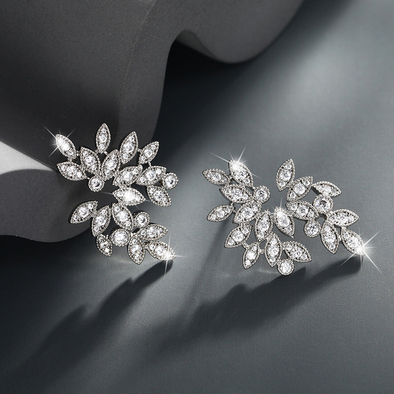 Micro-encrusted Zirconium Petals Marquise Earrings