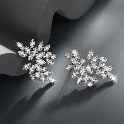 Micro-encrusted Zirconium Petals Marquise Earrings