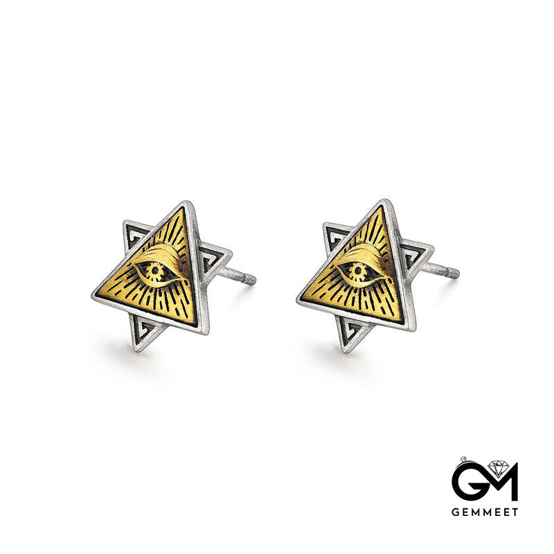 Simple Triangle Eye Of God Sterling Silver Earrings