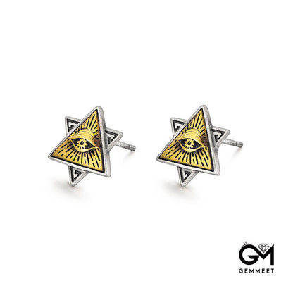Simple Triangle Eye Of God Sterling Silver Earrings